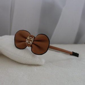 Tory Burch real leather monogram bow headband